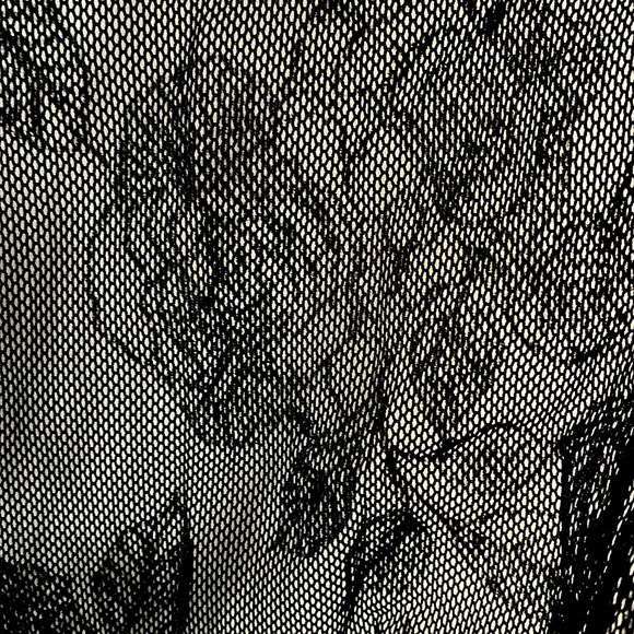 Rose Patterned Mesh Bodysuit- Turtleneck - Picture 3 of 3